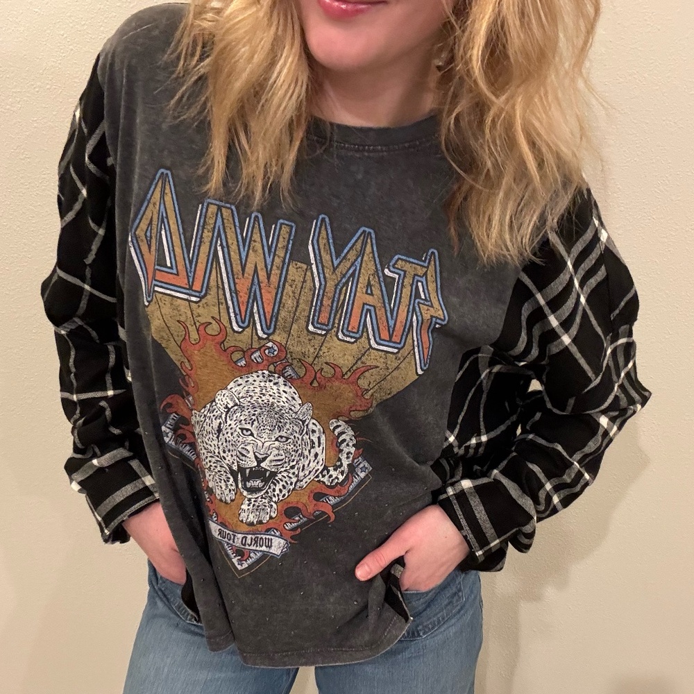 Upcycled Stay Wild Flannel Shirt